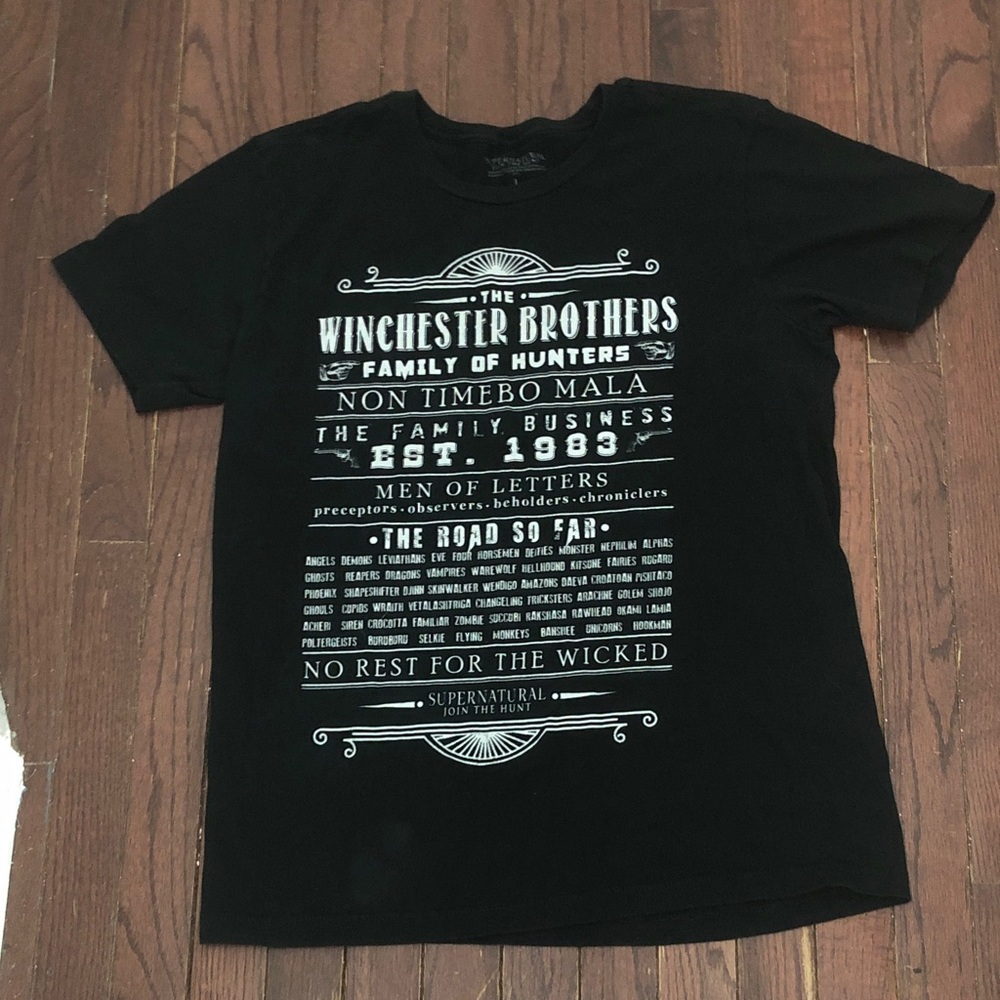 Black Supernatural Winchester Brothers Graphic T-Shirt
